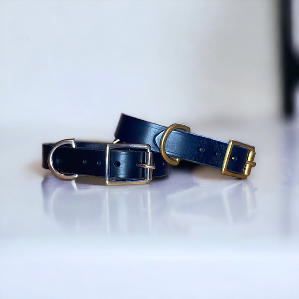 Luxury Classic Black Leather Dog Collar