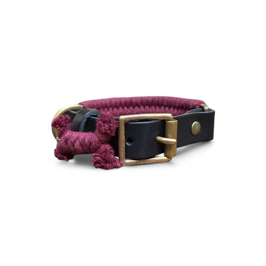 Burgundy Mill – Burgundy Handmade Leather Woven Dog Collar