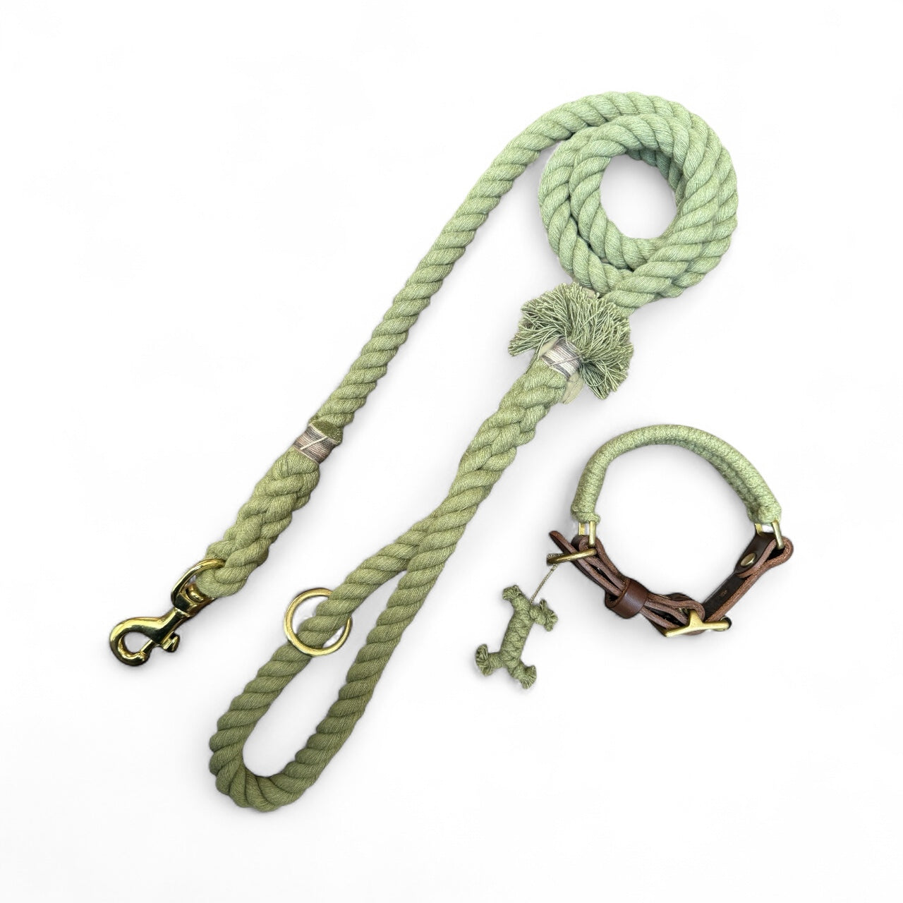 The Cotton Mill – Olive Green Handmade Cotton Rope Dog Lead
