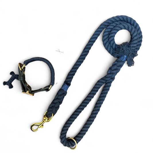 The Cotton Mill – Midnight Navy Handmade Cotton Rope Dog Lead