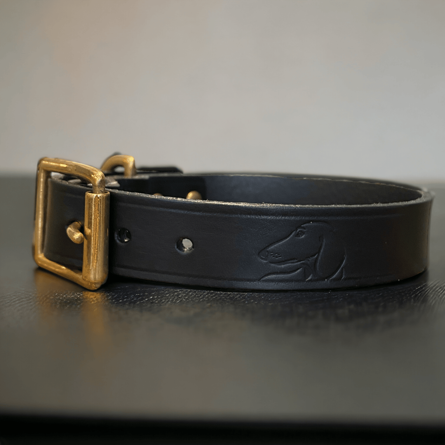 Luxury Classic Leather Dog Collar | Black or Chestnut Brown