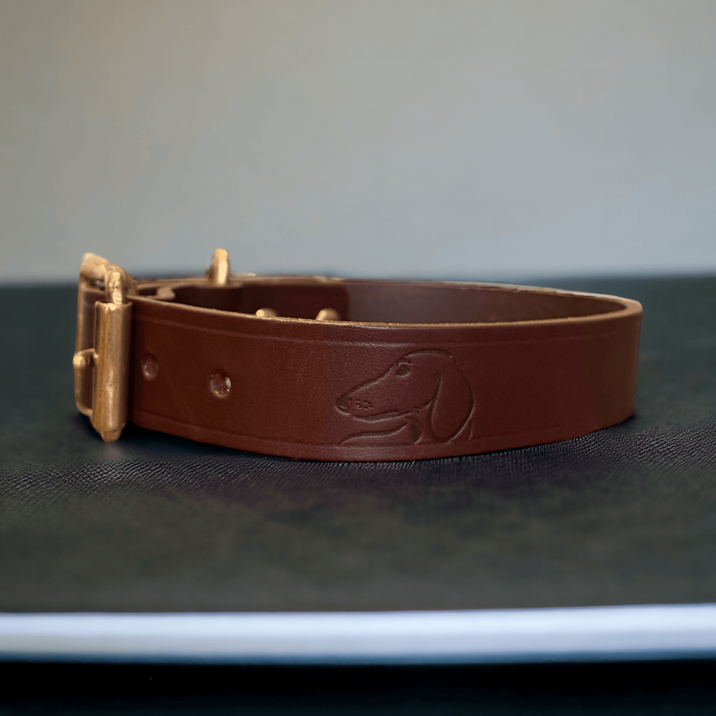 Luxury Classic Leather Dog Collar | Black or Chestnut Brown